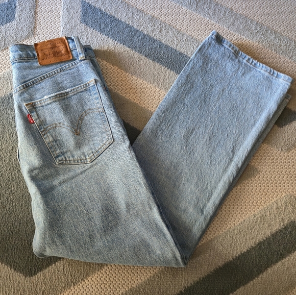 Levi’s Ribcage Crop Boot jeans 28 Light Blue Buttonfly Spring 90s Summer EUC - Picture 2 of 16